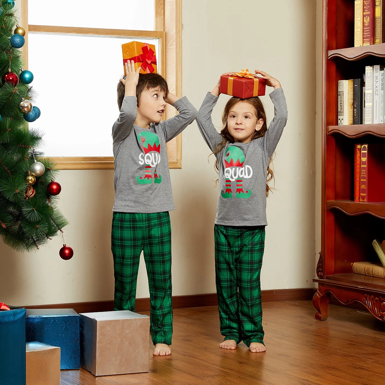 Baby Christmas Pajamas for Family Green Grey Long Sleeve Shower Gifts Pjs, One-Piece, Size 6-9M