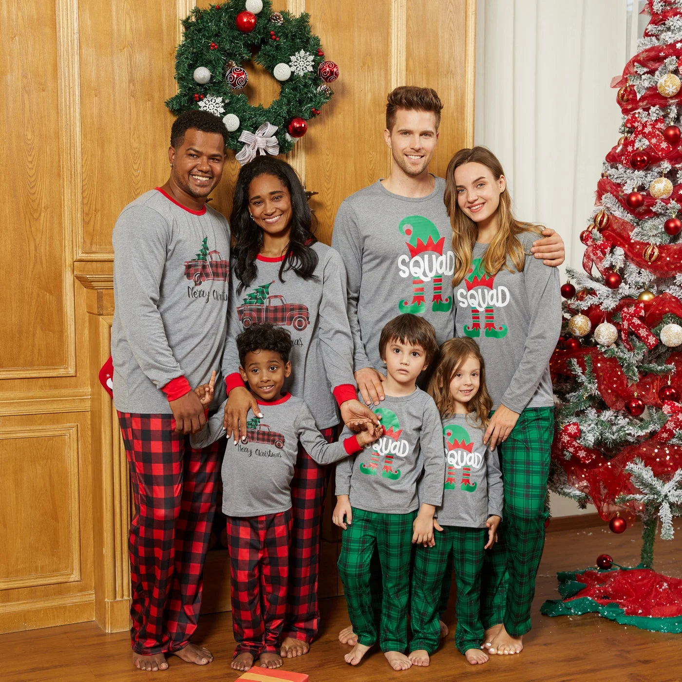 Baby Christmas Pajamas for Family Green Grey Long Sleeve Shower Gifts Pjs, One-Piece, Size 6-9M