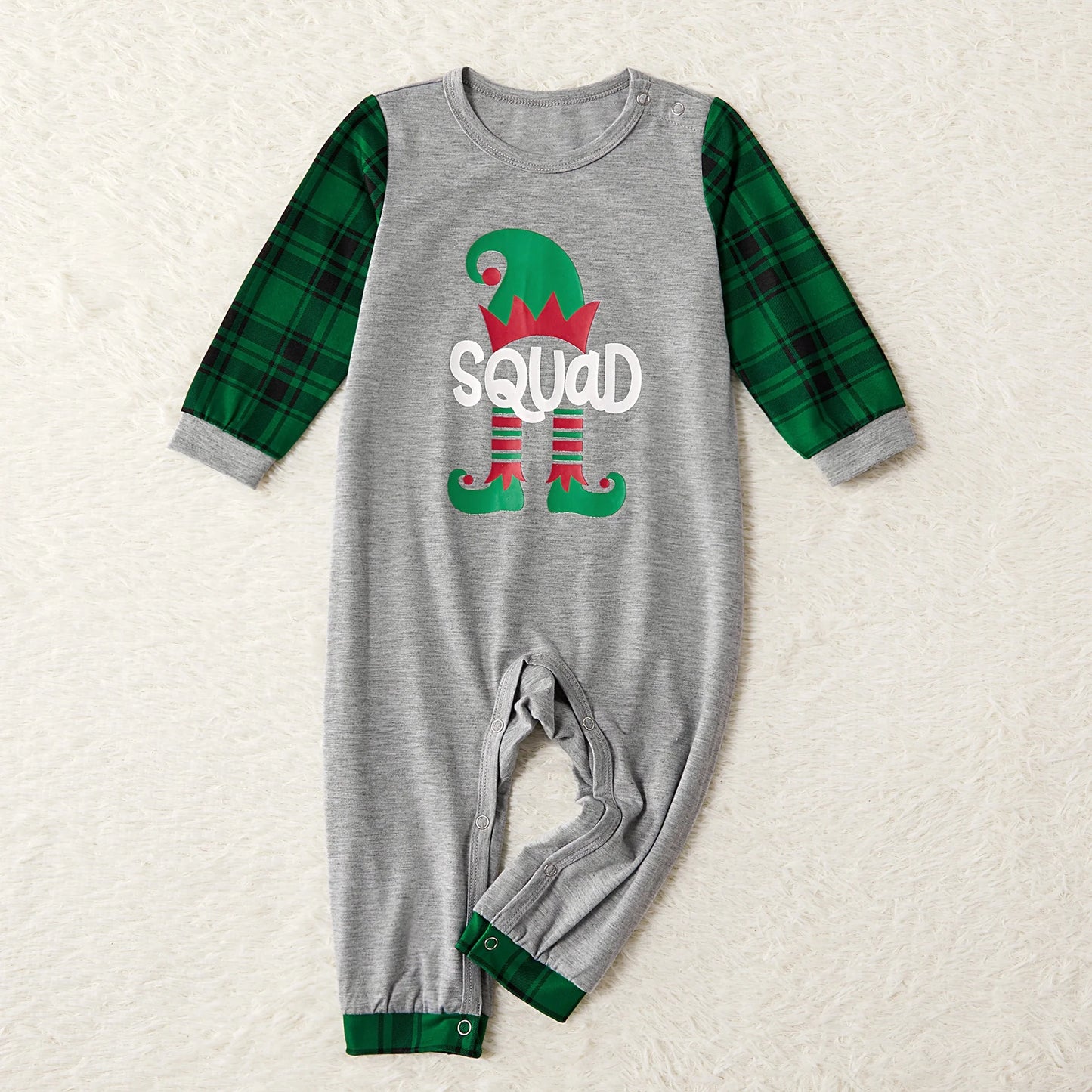 Baby Christmas Pajamas for Family Green Grey Long Sleeve Shower Gifts Pjs, One-Piece, Size 6-9M