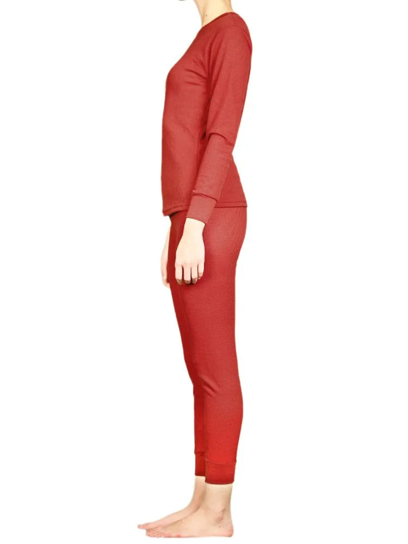 Women'S Cotton Thermal Sets Waffle Long John Insulated Underwear Top & Pants Pajama