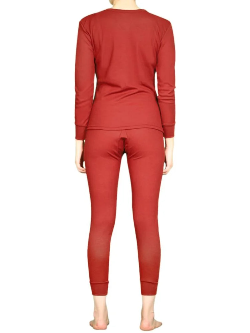 Women'S Cotton Thermal Sets Waffle Long John Insulated Underwear Top & Pants Pajama