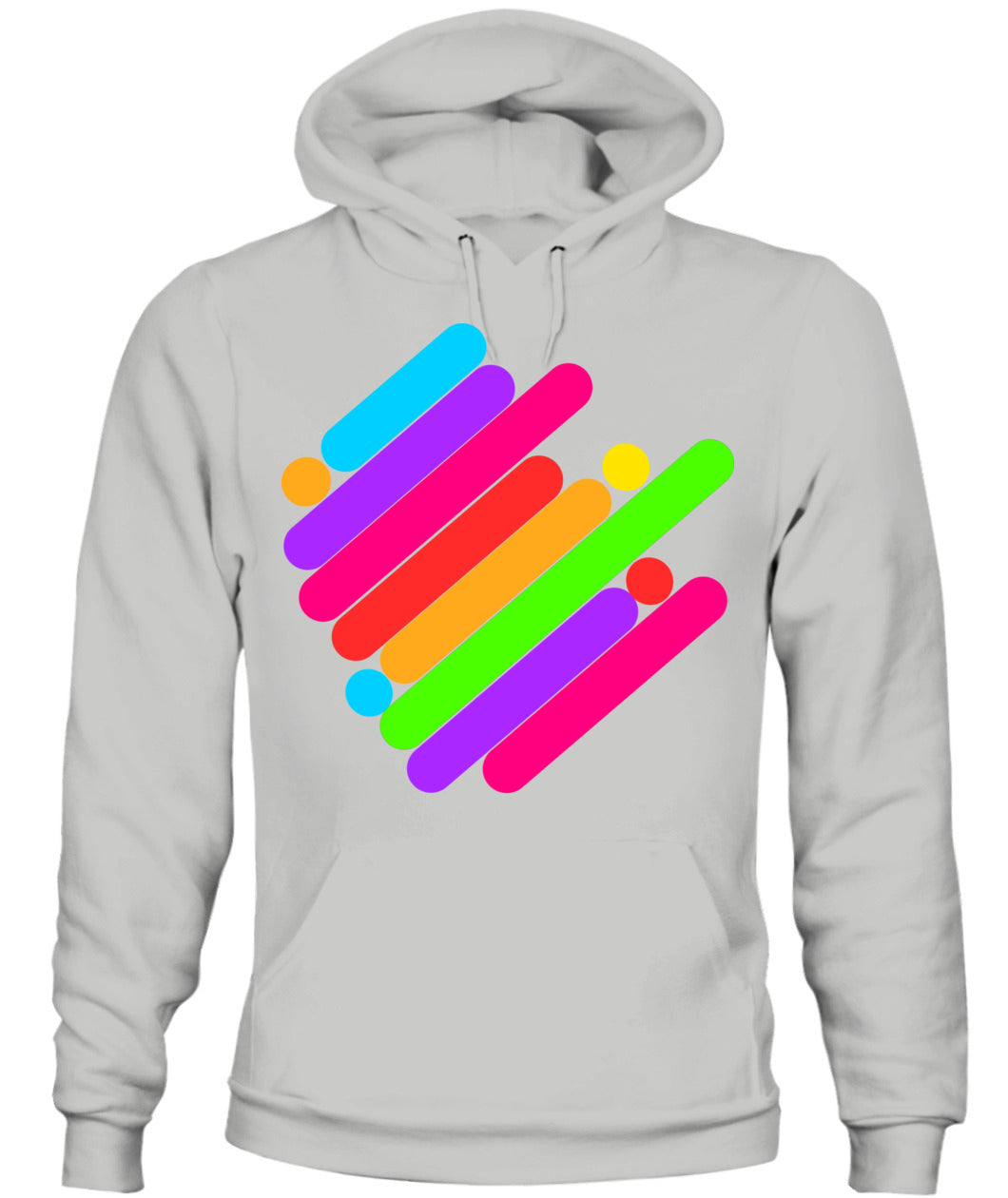 Gray custom unisex hoodie with colorful diagonal stripes – perfect for family matching
