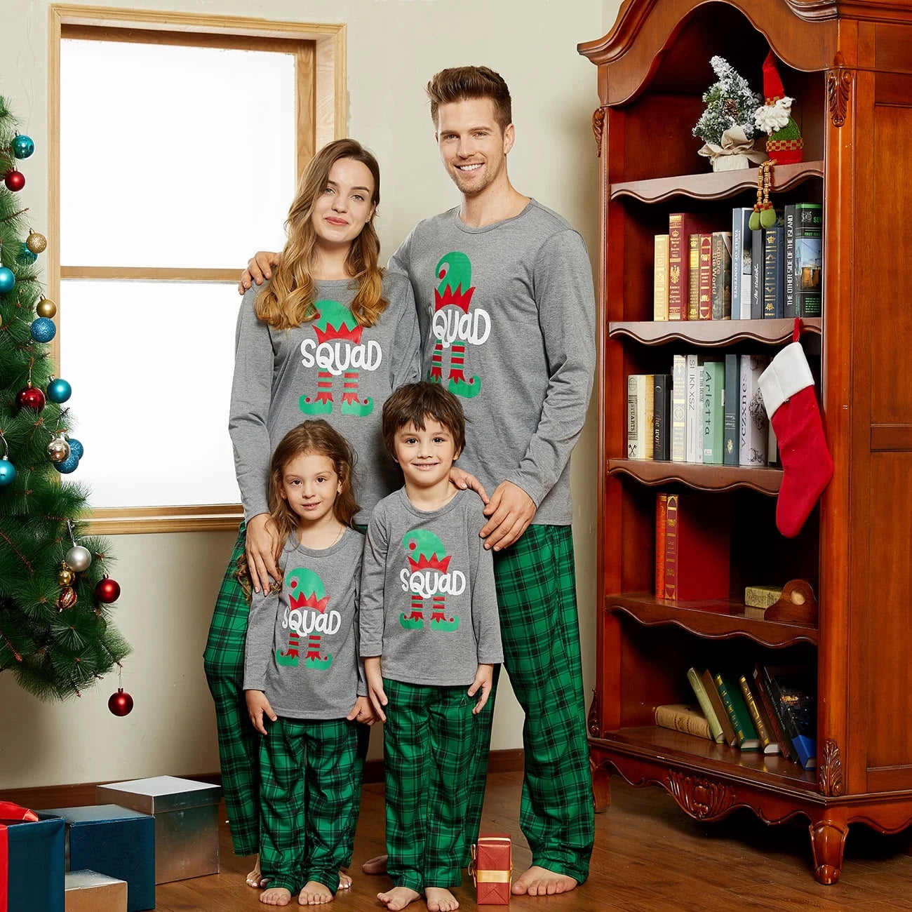 Baby Christmas Pajamas for Family Green Grey Long Sleeve Shower Gifts Pjs, One-Piece, Size 6-9M